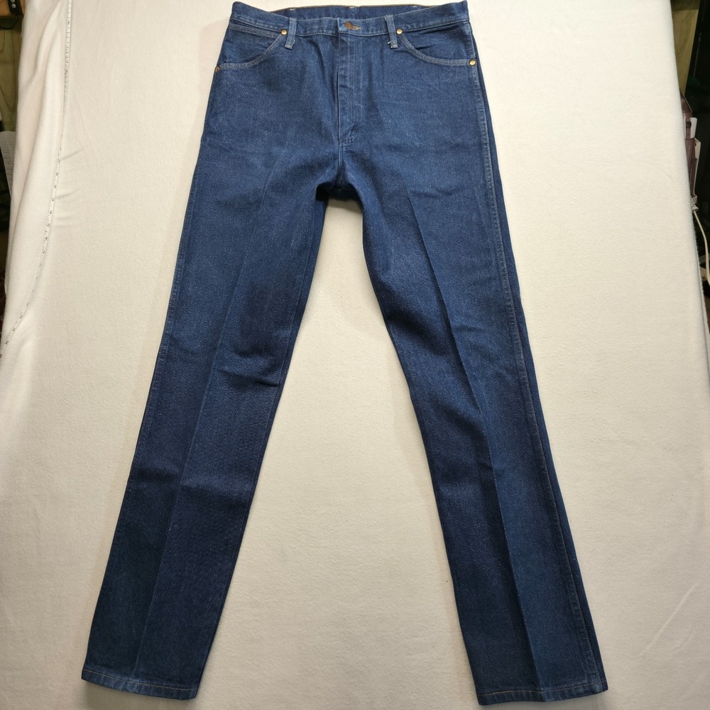 Wrangler‎ 13 MWZ Men's Denim Straight Leg Blue Jeans Size 37x36 Actual 35x36